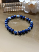 Ręcznie wykonany zestaw biżuterii z kamieni naturalnych – lapis lazuli, fasetowane chalcedony