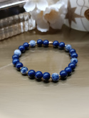 Ręcznie wykonany zestaw biżuterii z kamieni naturalnych – lapis lazuli, fasetowane chalcedony