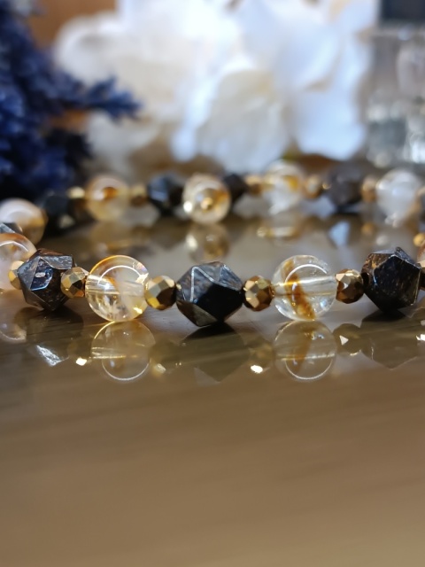 Bransoletka Golden Ground. Cytryn, bronzyt i złoty hematyt