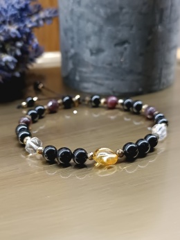 Bransoletka Inner Strength. Turmalin, cytryn, kryształ górski i granat