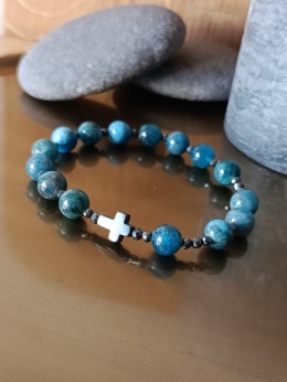 Bransoletka Różaniec na rękę . Apatyt i Hematyt