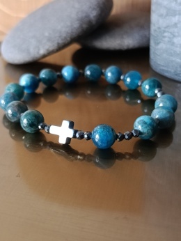 Bransoletka Różaniec na rękę . Apatyt i Hematyt