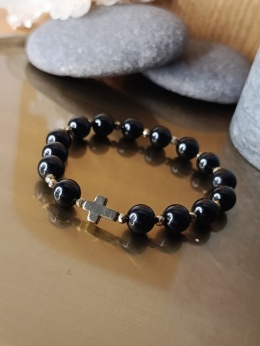 Bransoletka Różaniec na rękę . Czarny Turmalin Hematyt