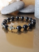 Bransoletka Różaniec na rękę . Czarny Turmalin Hematyt
