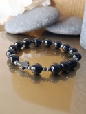 Bransoletka Różaniec na rękę . Czarny Turmalin Hematyt