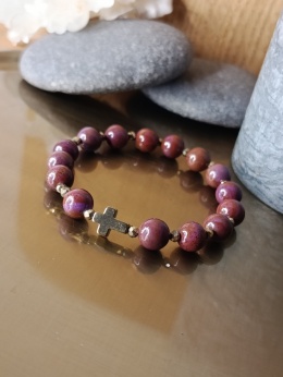 Bransoletka Różaniec na rękę . Jaspis Morski i Hematyt