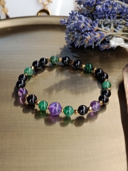 Fioletowa Ochrona Bransoletka z czarnym turmalinem agatem ametystem i hematytem