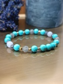 Harmonia Życia. Bransoletka z turkusem, jadeitem, kamieniem księżycowym, szmaragdem i hematytem