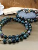 Komplet z Agatu Indyjskiego i Złotego Hematytu. Naszyjnik Lunula plus Bransoletka Handmade