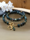 Komplet z Agatu Indyjskiego i Złotego Hematytu. Naszyjnik Lunula plus Bransoletka Handmade