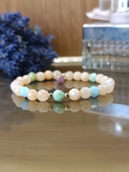 Pastelowy Urok. Bransoletka z jaspisów i złotego hematytu