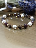 Perłowa Siła Bransoletka z bronzytem granatem perłą Majorka i hematytem