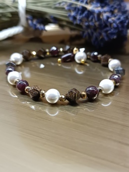 Perłowa Siła Bransoletka z bronzytem granatem perłą Majorka i hematytem