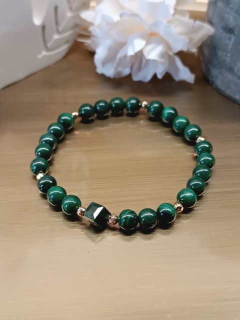 Serce Natury, bransoletka z malachitu, agatu i hematytu