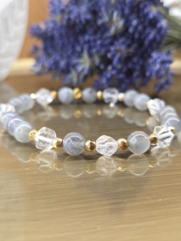 Światło Intuicji. Bransoletka z kamieniem księżycowym, kryształem górskim i hematytem