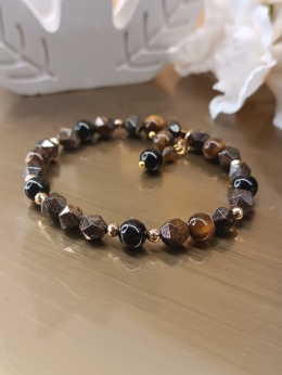 Uziemienie i Moc, bransoletka z bronzytem, turmalinem i tygrysim okiem