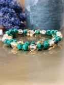 Zielony Blask. Bransoletka z malachitem, cytrynem i złotym hematytem